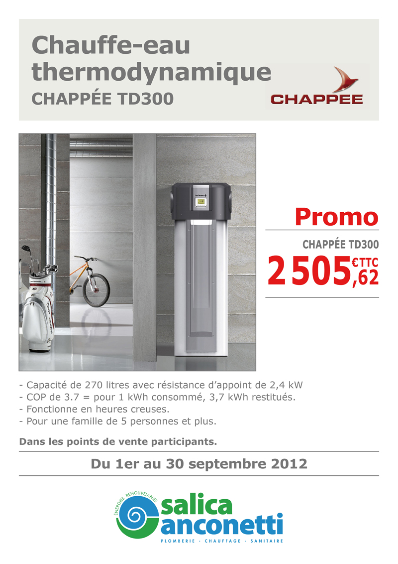 Chauffe-eau thermo-dynamique TD300 CHAPP&Eacute;E