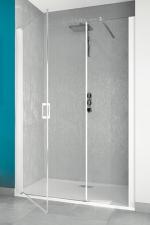 Smart Porte centrale sans seuil - profil blanc - verre transparent