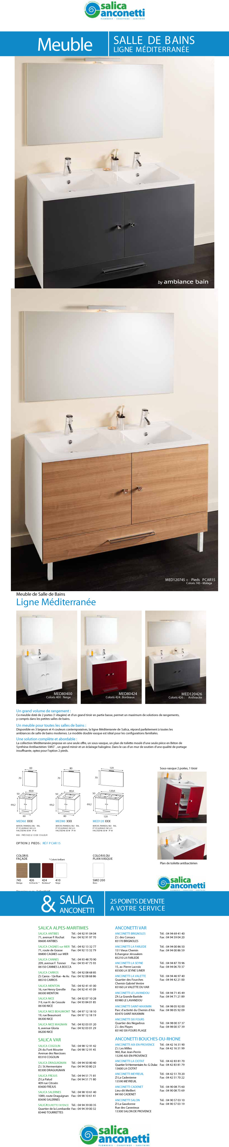 Meubles de salle de bains : Ligne m&eacute;diterran&eacute;e